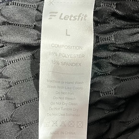 Women's Letsfit Black Anti-Cellulite Leggings with Scrunch Booty/Butt Size Large - Picture 5 of 5